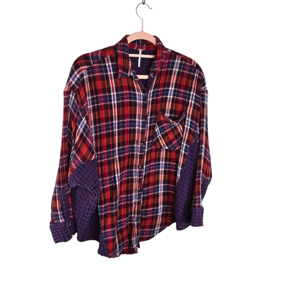 Free People One Of The Guys Plaid Double Gauze Textured Button Down Shirt - Picture 4 of 10